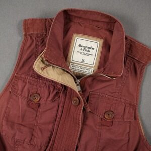 Y2K Abercrombie & Fitch Safari Utility Vest Cargo Field Travel Jacket Womens M